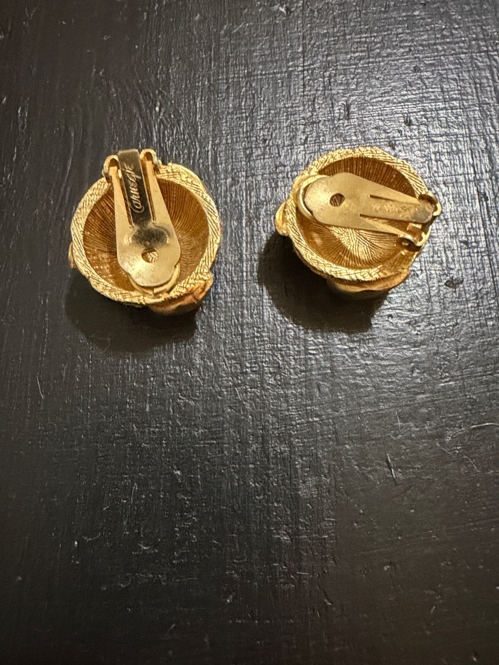 Textured Gold-Tone Swirl Clip Earrings - Picture 2 of 3